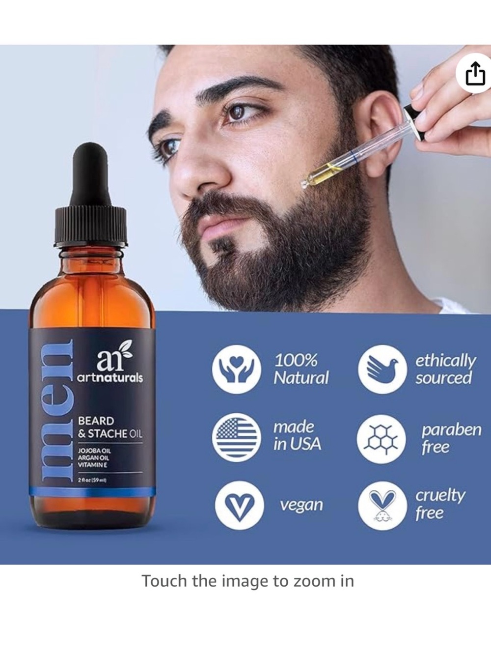 ArtNaturals Men Beard & Stache Oil 2 fl oz NWOT - Picture 5 of 9
